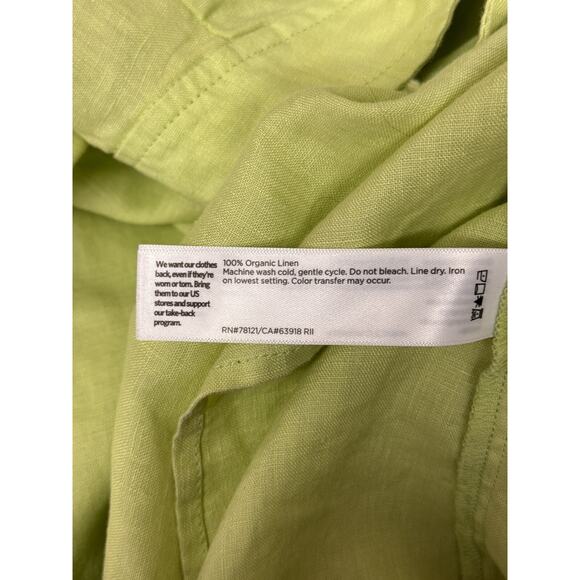 Eileen Fisher Dress Large Womens Pastel Green Organic Linen Midi - Picture 8 of 8